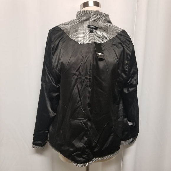 Torrid Black Glen Plaid Houndstooth Cutaway Stretch Open Blazer 2X NEW - Picture 6 of 10